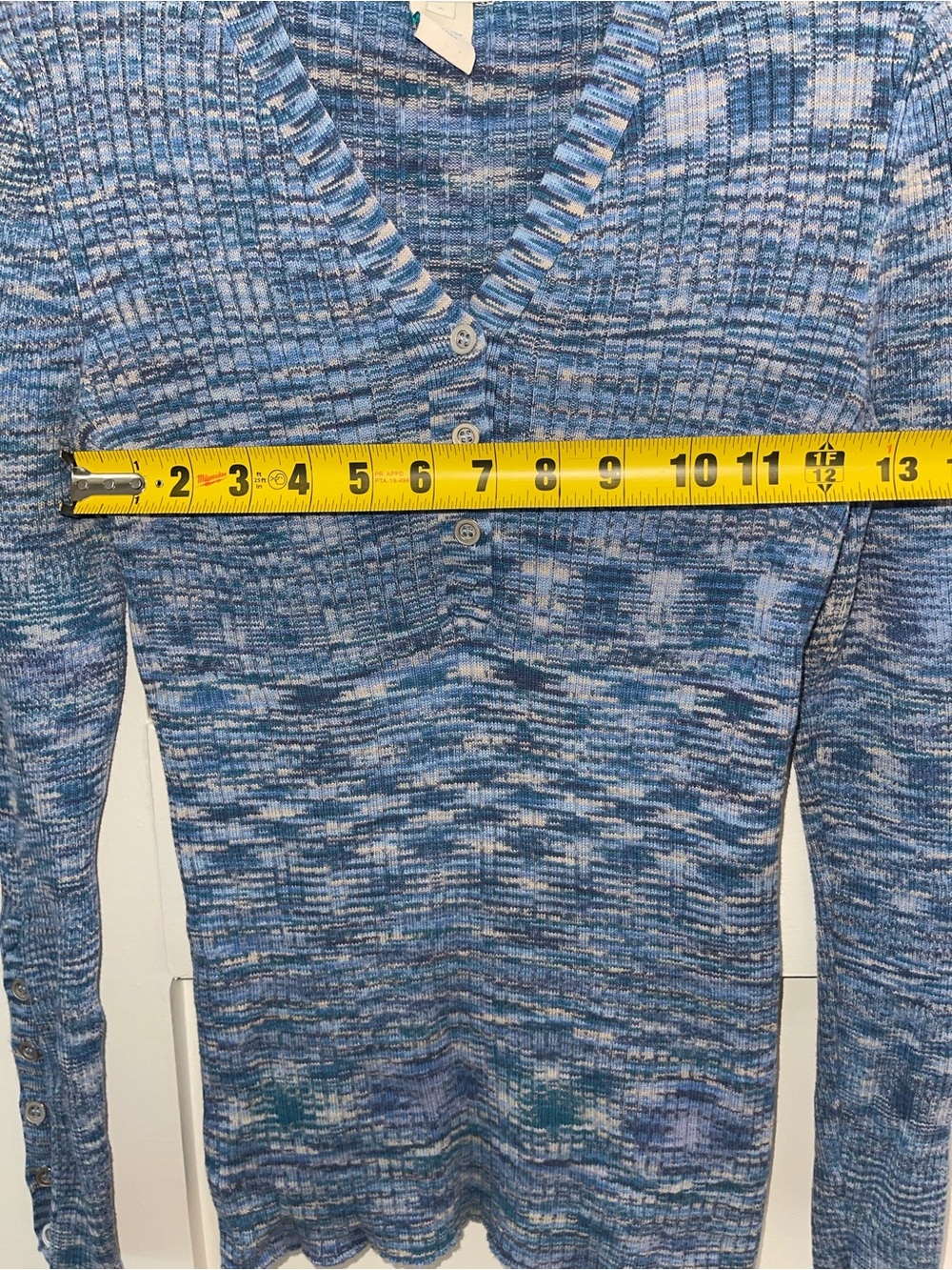 Sundance Blue Create Beauty Henley V neck ribbed thermal Small - Picture 3 of 6